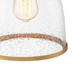 1-Light Seeded Glass Bell Dome Kitchen Pendant Light