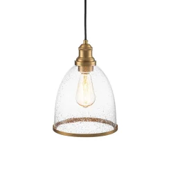 1-Light Seeded Glass Bell Dome Kitchen Pendant Light