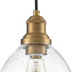 1-Light Seeded Glass Bell Dome Kitchen Pendant Light