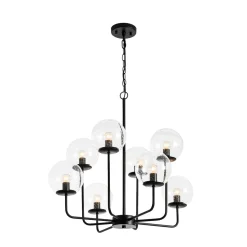 8-Light Seeded Glass Globe Round Sputnik Bubble Chandelier