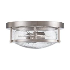 2-Light Seeded Glass Round Flush Mount Ceiling Light