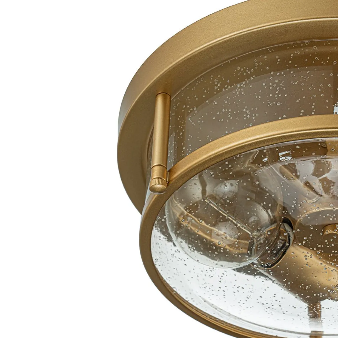 2-Light Seeded Glass Round Flush Mount Ceiling Light