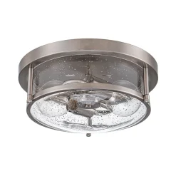 2-Light Seeded Glass Round Flush Mount Ceiling Light