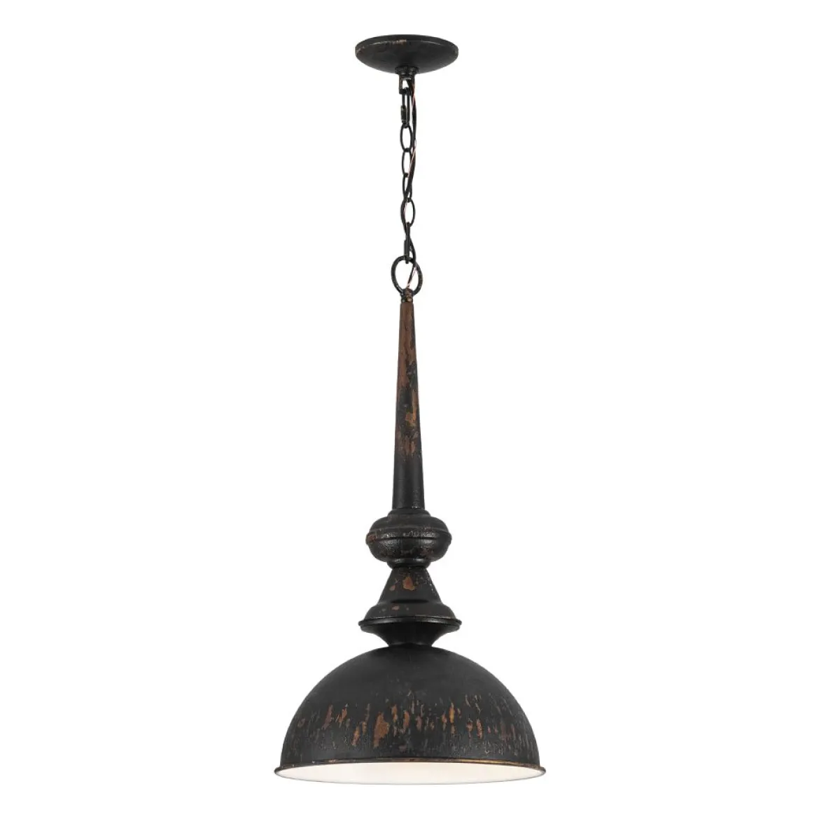 1-Light Shabby Chic Distressed Beige Metal Dome Pendant