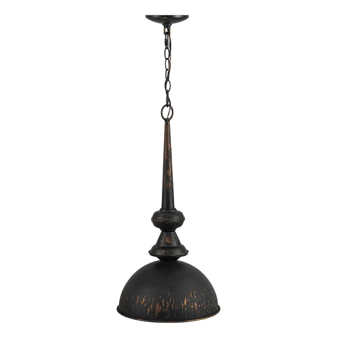 1-Light Shabby Chic Distressed Beige Metal Dome Pendant