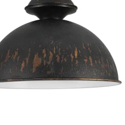 1-Light Shabby Chic Distressed Beige Metal Dome Pendant