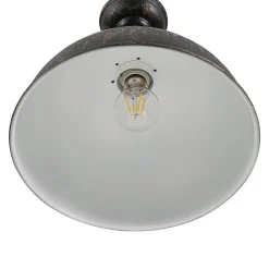 1-Light Shabby Chic Distressed Beige Metal Dome Pendant