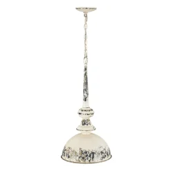 1-Light Shabby Chic Distressed Beige Metal Dome Pendant
