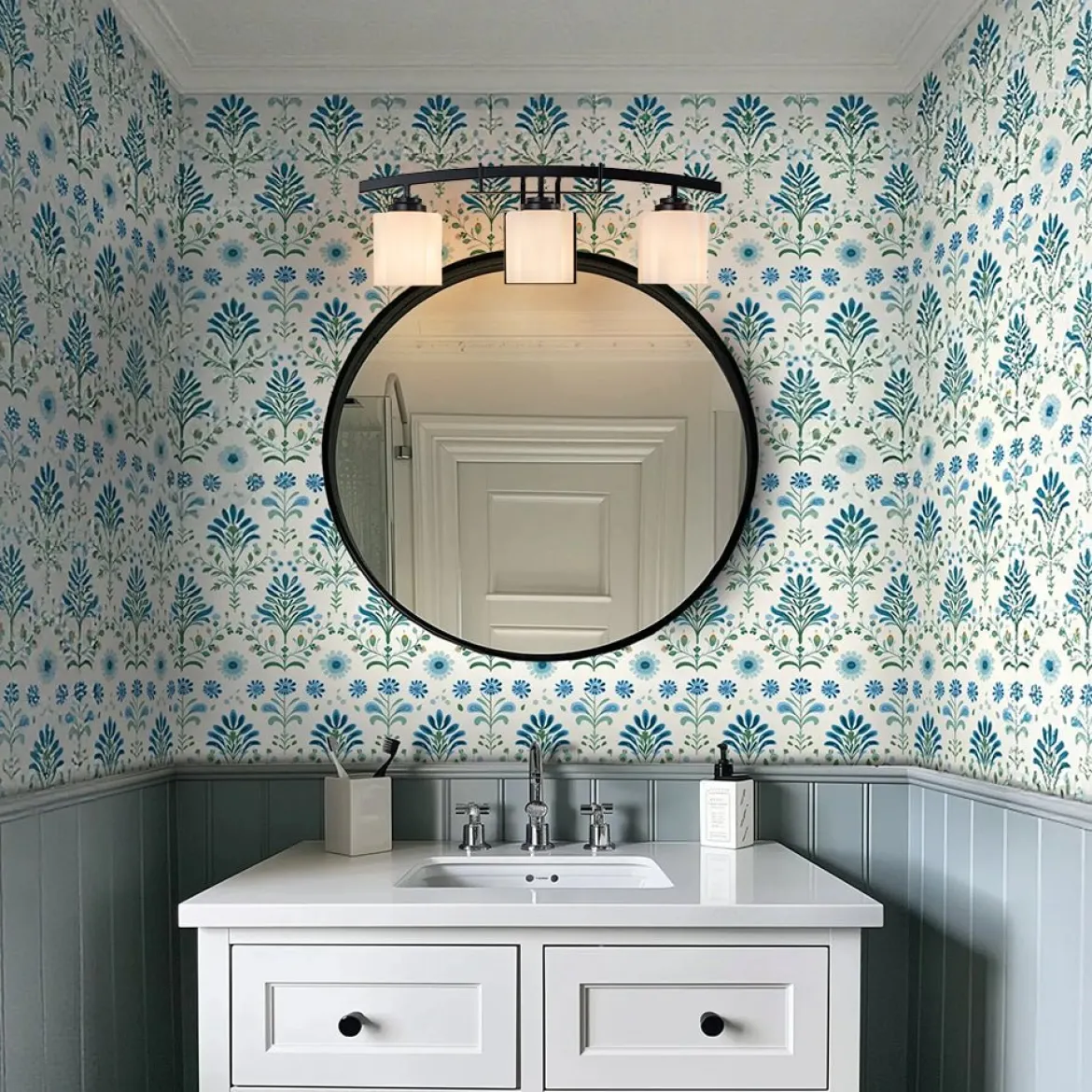 3-Light Shine Opal Glass Bathroom Vanity Wall Lamp