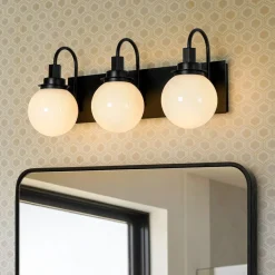 3-Light Shine Opal Glass Globe Bathroom Vanity Wall Sconce