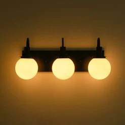 3-Light Shine Opal Glass Globe Bathroom Vanity Wall Sconce