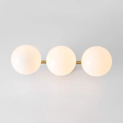3-Light Shine Opal Glass Globe Linear Semi Flush Mount