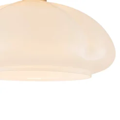 1-Light Shine Opal Glass Round Scalloped Pleated Semi Flush