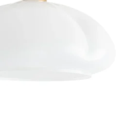 1-Light Shine Opal Glass Round Scalloped Pleated Semi Flush