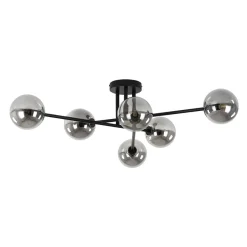6-Light Smoked Glass Globe Linear Sputnik Semi Flush