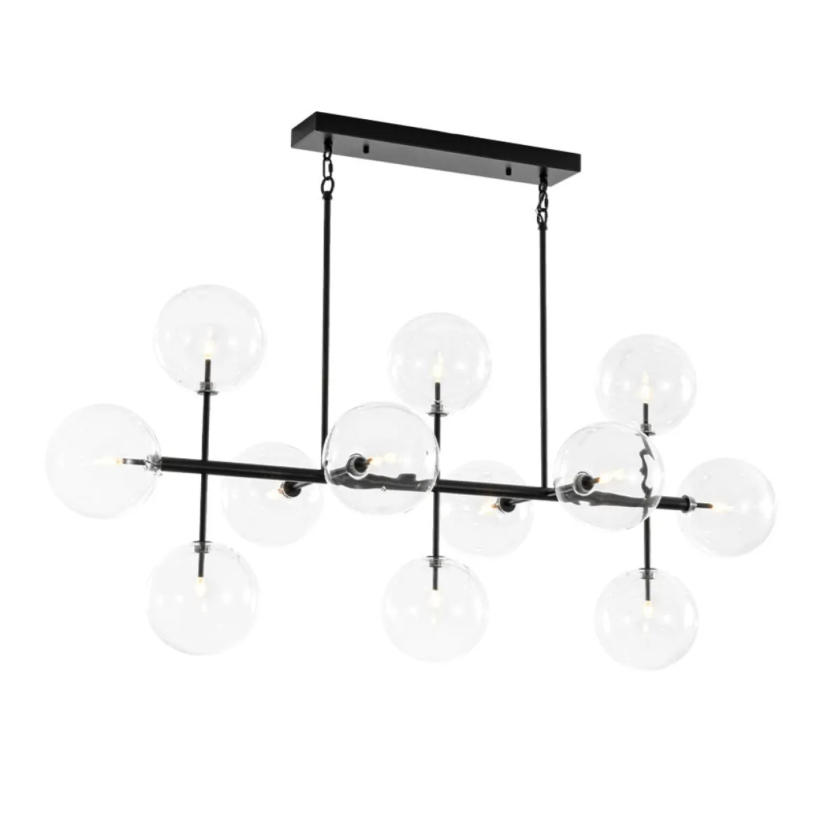 12-Light Sputnik Glass Globe Bubble Linear Island Chandelier