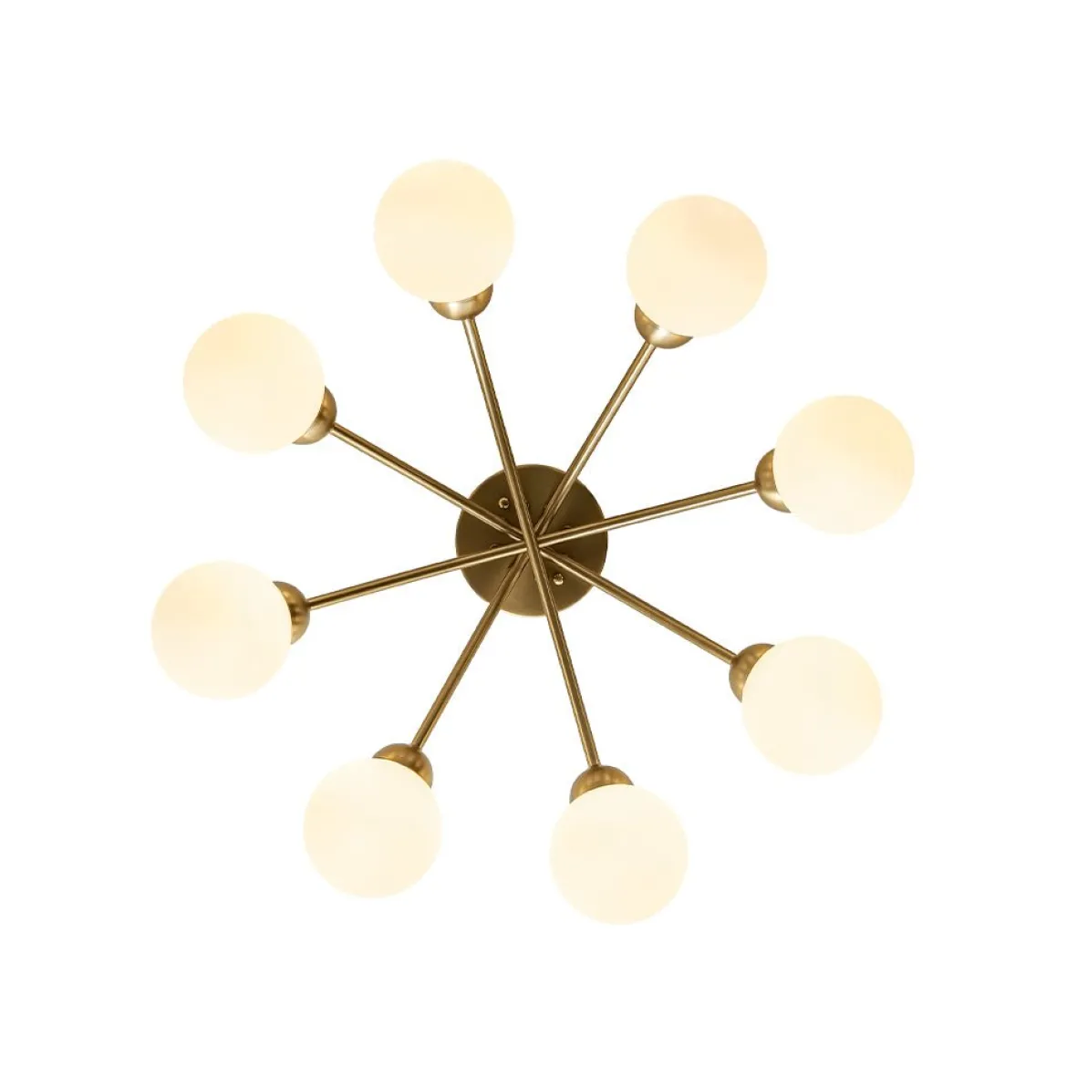 8-Light Sputnik Milky Glass Bubble Semi Flush Mount