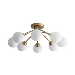 8-Light Sputnik Milky Glass Bubble Semi Flush Mount