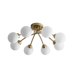 8-Light Sputnik Milky Glass Bubble Semi Flush Mount