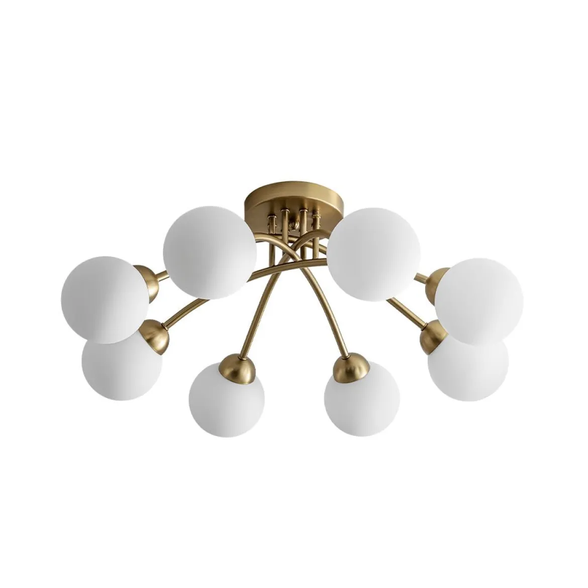 8-Light Sputnik Milky Glass Bubble Semi Flush Mount