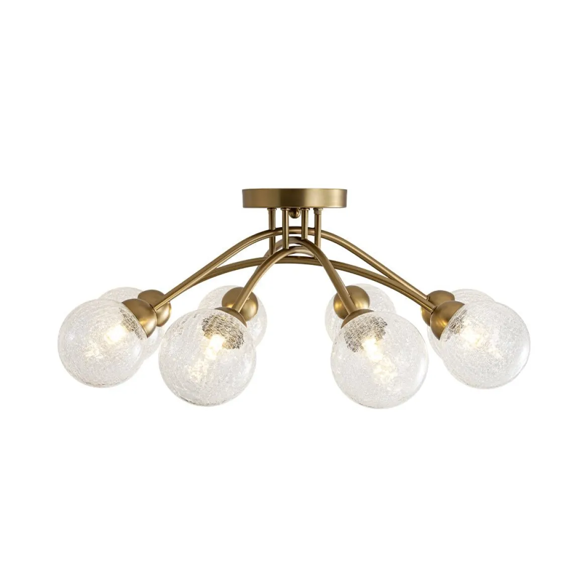 8-Light Textured Crackle Glass Globe Semi Flush Mount