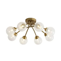 8-Light Textured Crackle Glass Globe Semi Flush Mount
