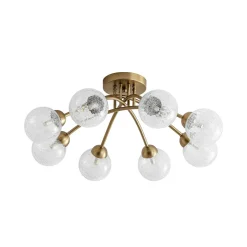 8-Light Textured Crackle Glass Globe Semi Flush Mount