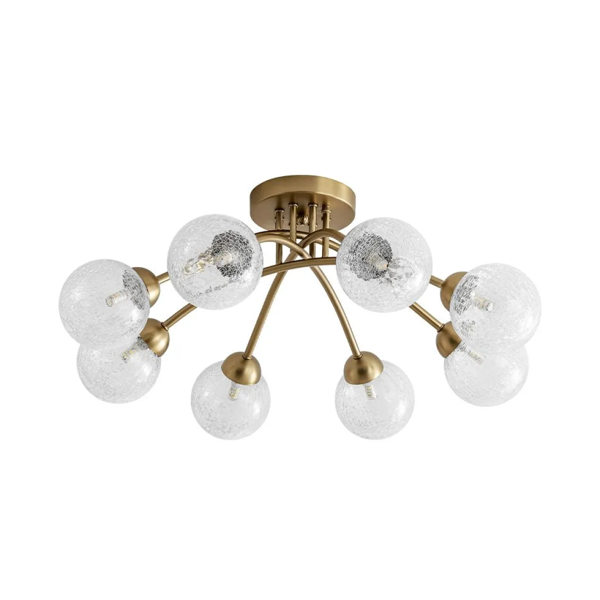 8-Light Textured Crackle Glass Globe Semi Flush Mount