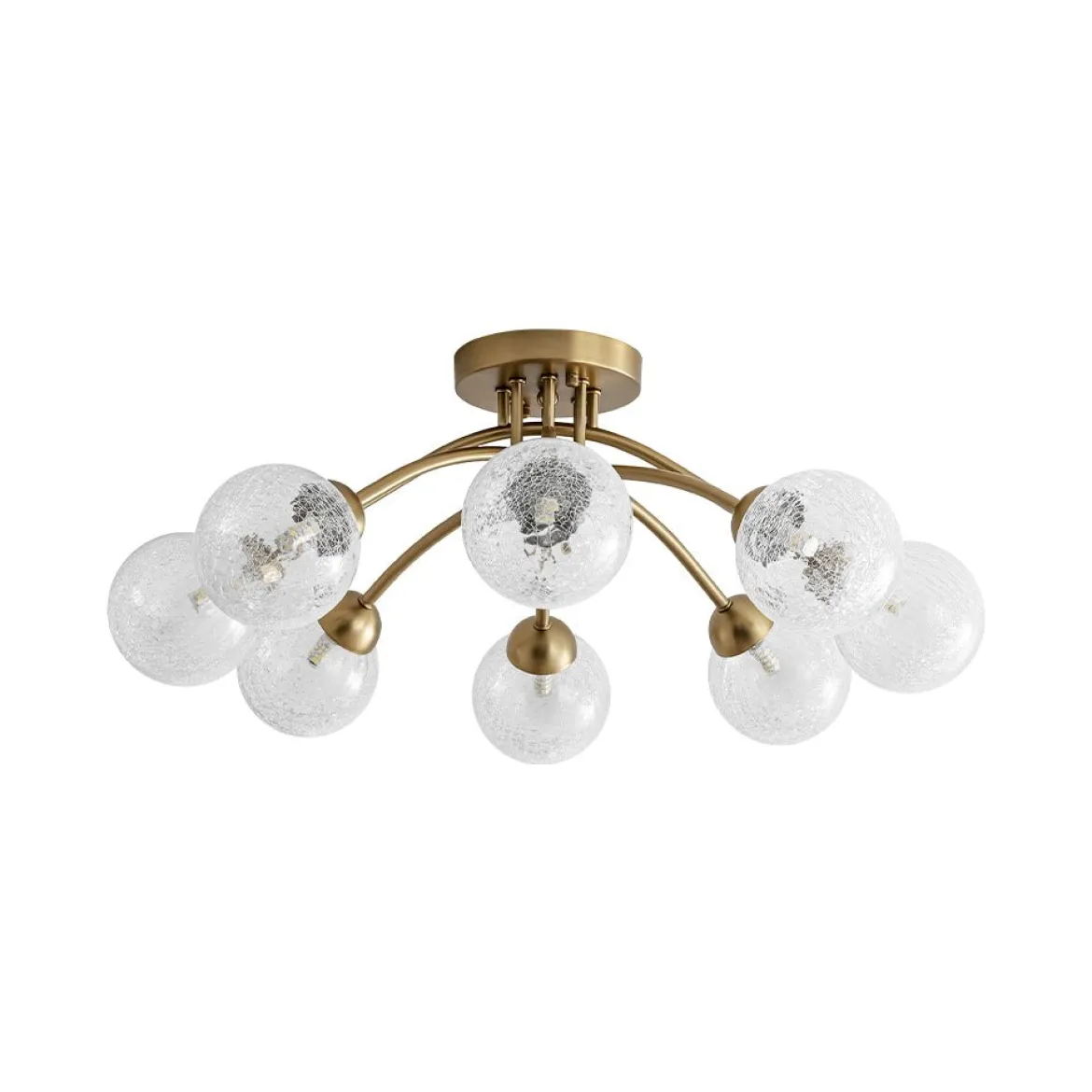 8-Light Textured Crackle Glass Globe Semi Flush Mount
