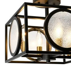 4-light Textured Glass Square Lantern Semi Flush Mount