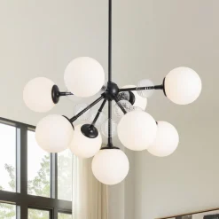 9-Light Tiered Sputnik Glass Globe Bubble Chandelier