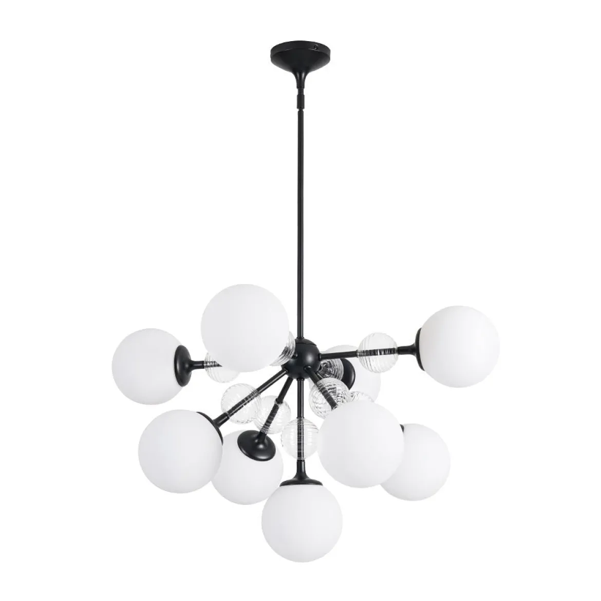 9-Light Tiered Sputnik Glass Globe Bubble Chandelier