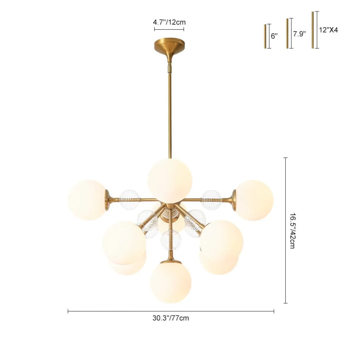 9-Light Tiered Sputnik Glass Globe Bubble Chandelier