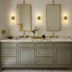 2-Light Up Down Glass Linear Tube Vanity Wall Lamp