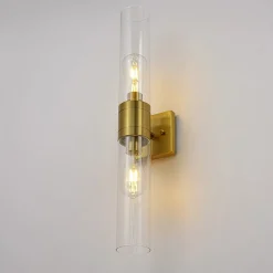 2-Light Up Down Glass Linear Tube Vanity Wall Lamp