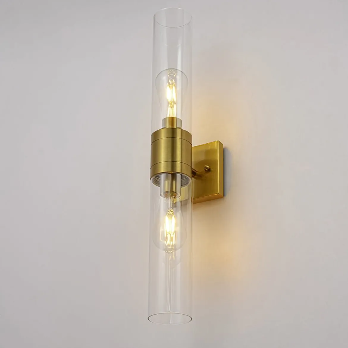 2-Light Up Down Glass Linear Tube Vanity Wall Lamp