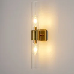 2-Light Up Down Glass Linear Tube Vanity Wall Lamp