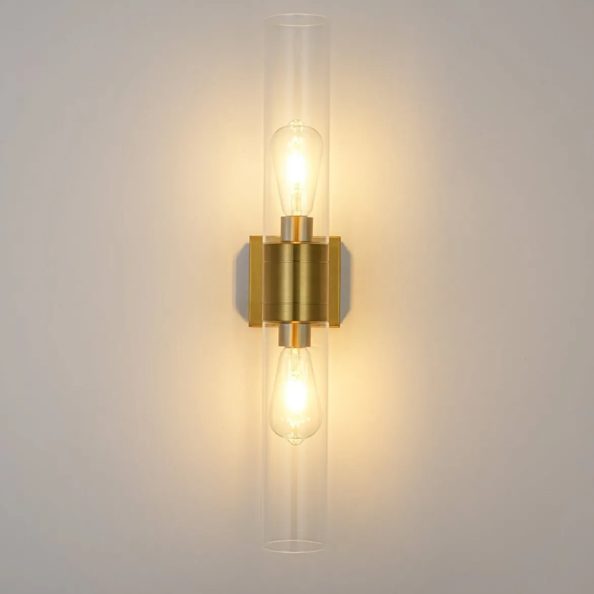 2-Light Up Down Glass Linear Tube Vanity Wall Lamp