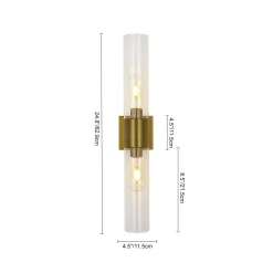 2-Light Up Down Glass Linear Tube Vanity Wall Lamp