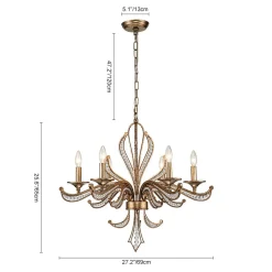 6-Light Vintage Candle Style Chandelier Crystal Beads