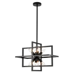 8-Light Vintage Sputnik Black Open Square Lantern Pendant
