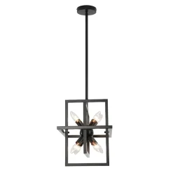 8-Light Vintage Sputnik Black Open Square Lantern Pendant