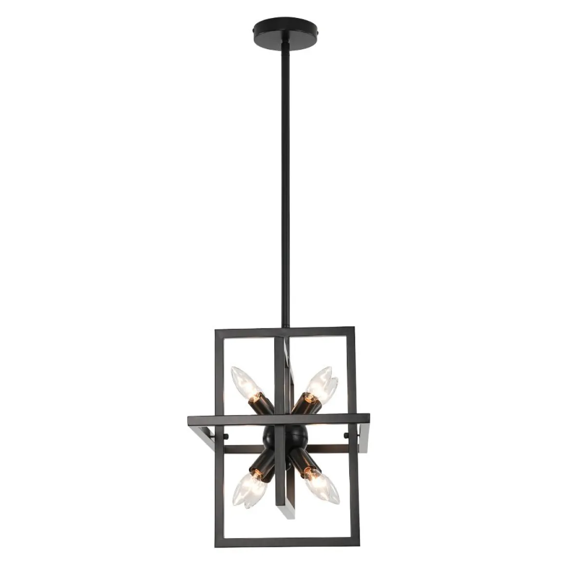 8-Light Vintage Sputnik Black Open Square Lantern Pendant