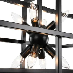 8-Light Vintage Sputnik Black Open Square Lantern Pendant