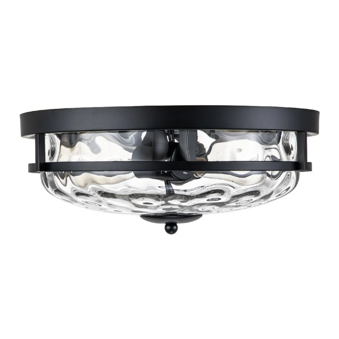2-Light Water Glass Round Flush Mount Ceiling Light
