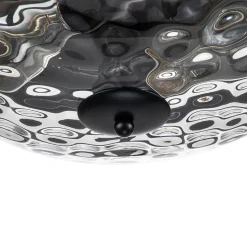 2-Light Water Glass Round Flush Mount Ceiling Light