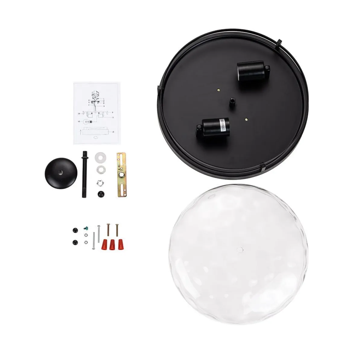 2-Light Water Glass Round Flush Mount Ceiling Light