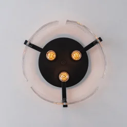 3-Light Water Textured Glass Drum Cage Semi Flush Mount