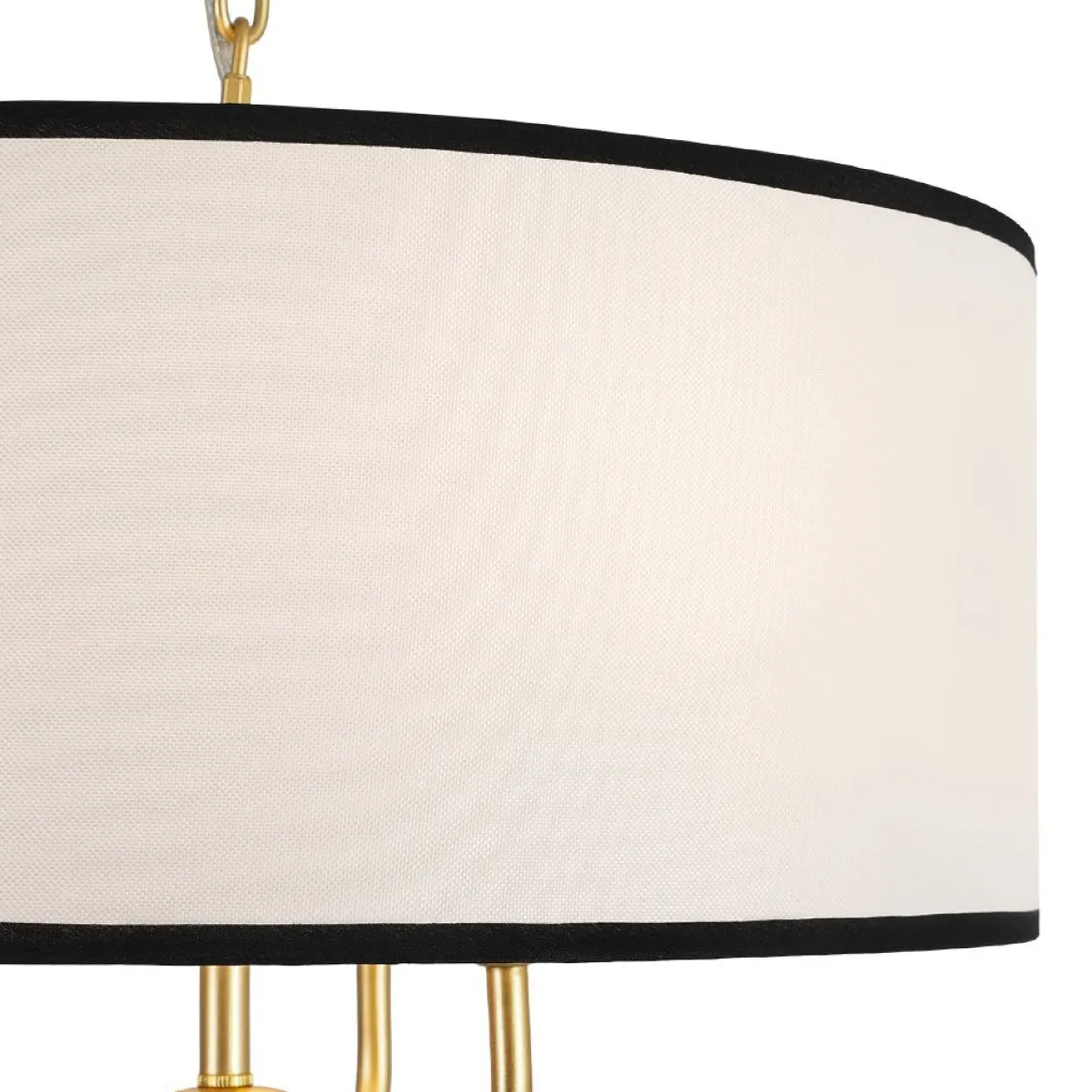 3-Light White Fabric Candle Style Round Drum Cage Pendant