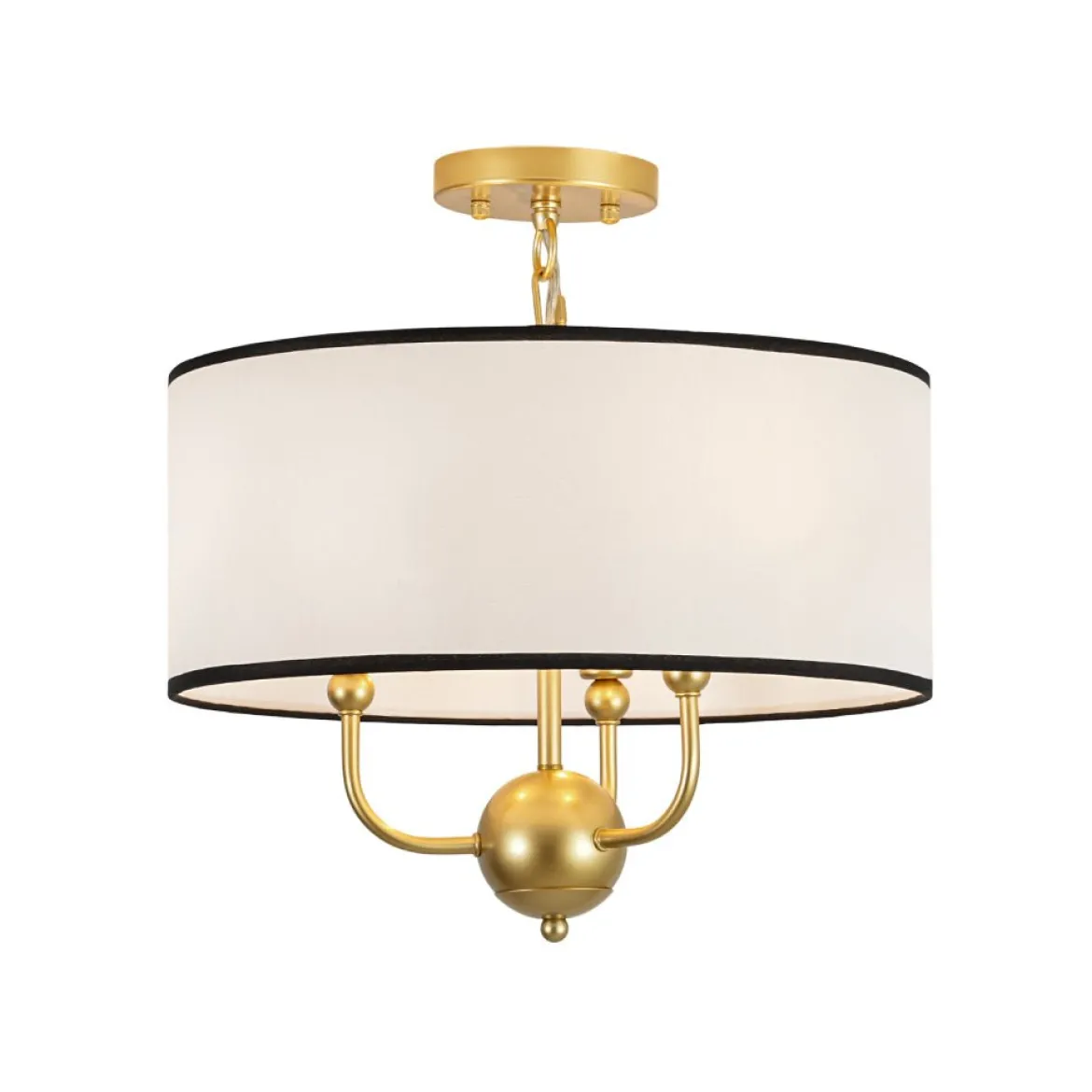 3-Light White Fabric Candle Style Round Drum Cage Pendant